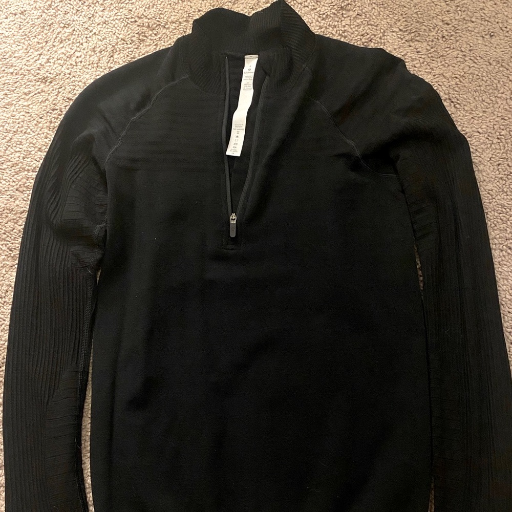 lululemon black stripe 1/2 zip jacket.
